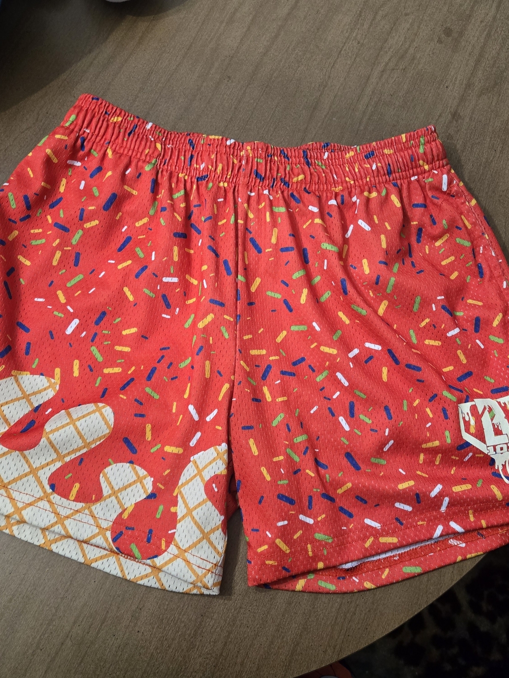 Red Sprinkle Print Athletic Shorts